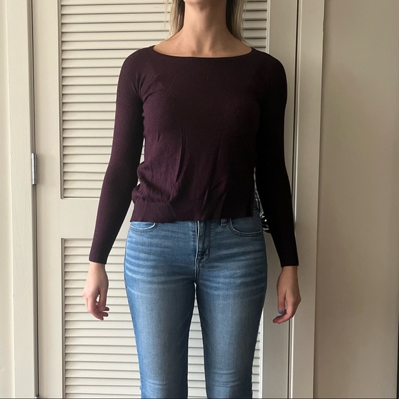 EXPRESS asymmetric burgundy sweater - Picture 2 of 6